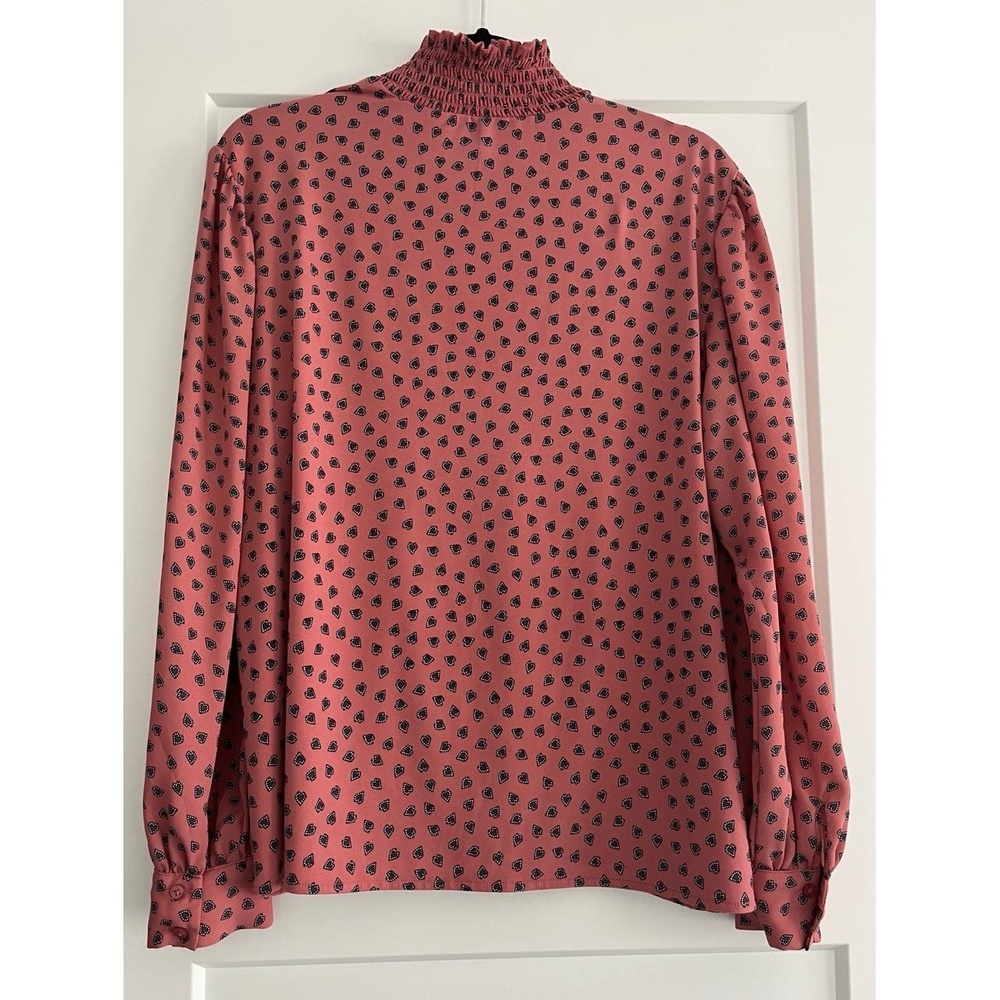EUC Ann Taylor Womens Long Sleeve Blouse Dusty Rose Smocked Neck Romantic, Large - Picture 9 of 13